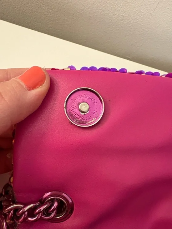 Kurt Geiger Pink and Gold Sequin Chain Crossbody Bag - Picture 11 of 16